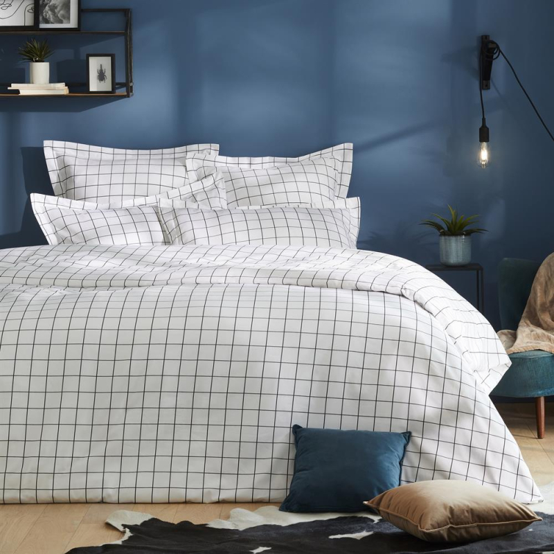 2 taies d'oreiller à carreaux noir et blanc Atlas 50x75 cm chambre