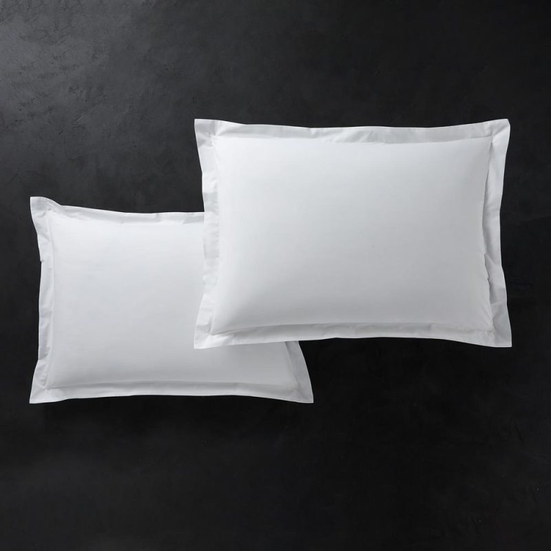 2 taies blanches 50x75 cm percale de coton Hemera