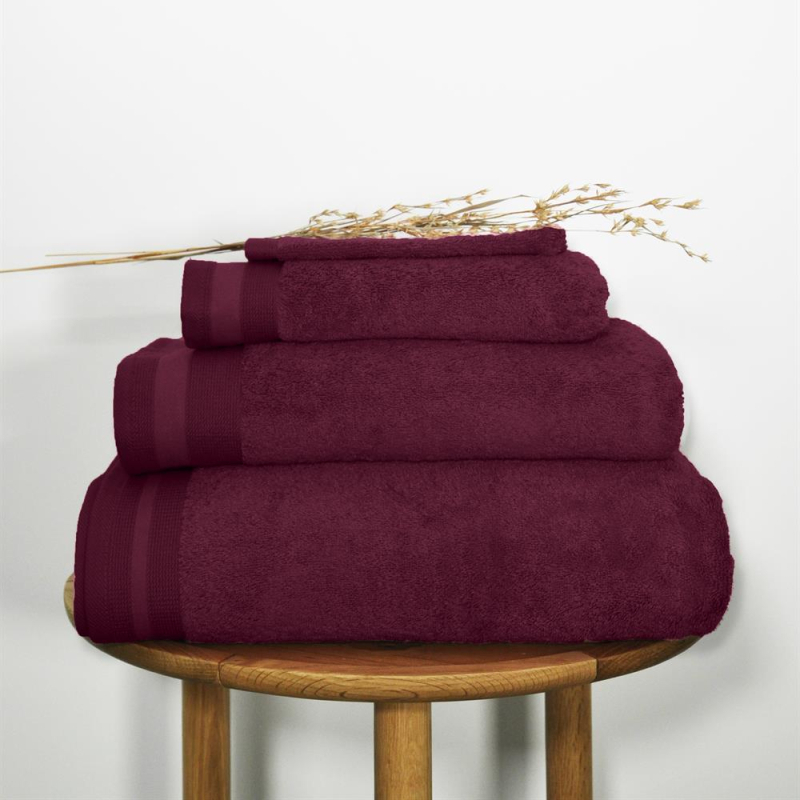 Serviette de bain 50x100 cm couleur aubergine PENELOPE