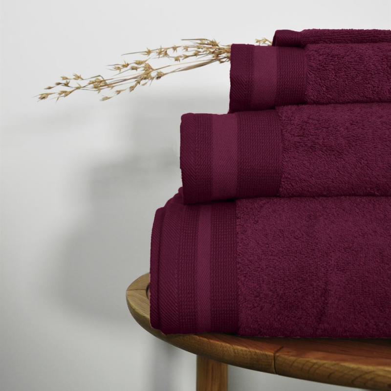 Serviette de bain 50x100 cm couleur aubergine PENELOPE zoom