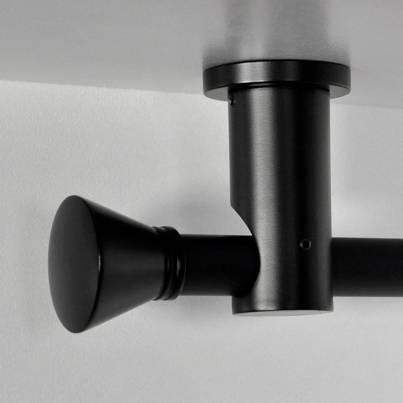 Tringle tube embout rond noir Jaen support plafond