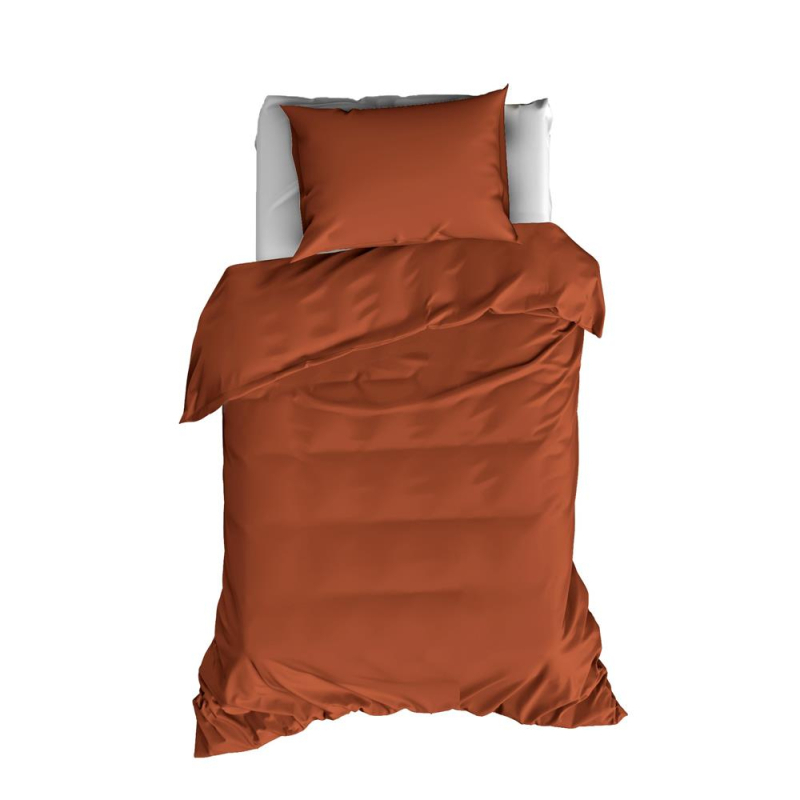 Housse de couette Hestia en satin de coton uni caramel Housse de couette Hestia en satin de coton uni caramel