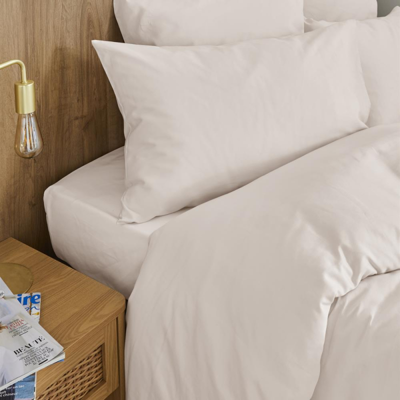 Housse de couette Hestia en satin de coton uni sable Housse de couette Hestia en satin de coton uni sable