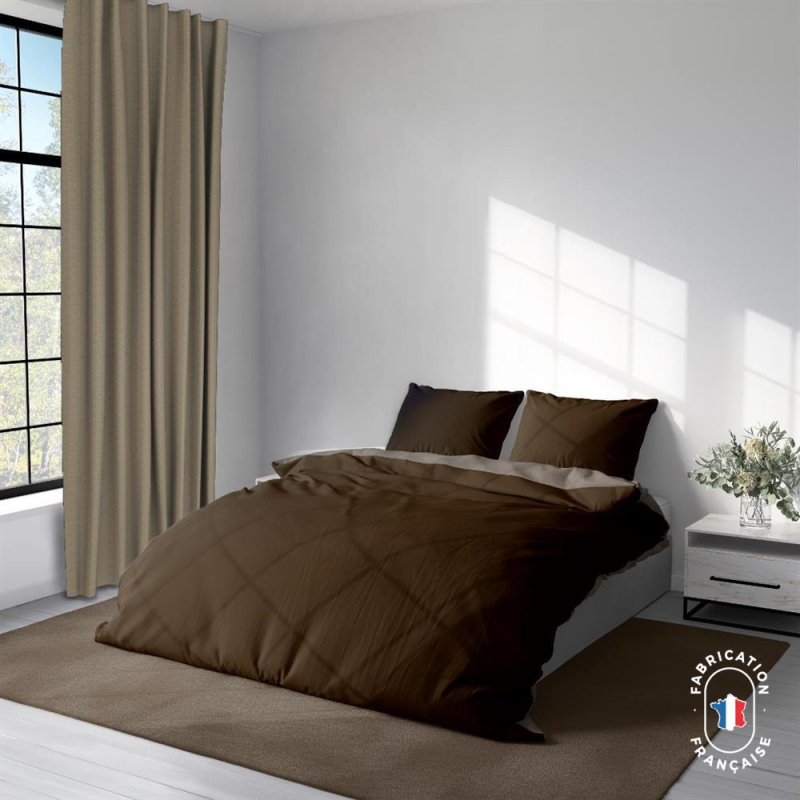 Rideau chevron sur-mesure Dôme coloris Noisette Rideau chevron sur-mesure Dôme coloris Noisette