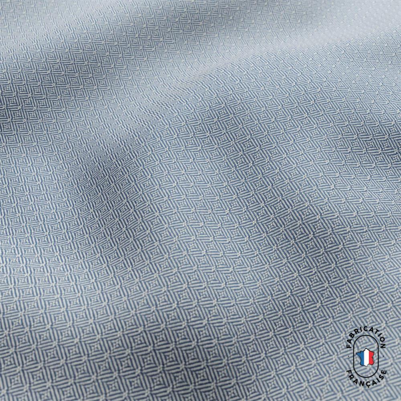 Zoom matière tissu VOILIER à motifs géométriques coloris Horizon Zoom matière tissu VOILIER à motifs géométriques coloris Horizon