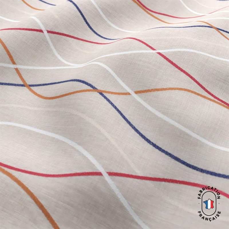 Zoom matière tissu CARIOCA à lignes géométriques coloris Sunset Zoom matière tissu CARIOCA à lignes géométriques coloris Sunset