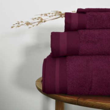 Serviette de bain 50x100 cm couleur aubergine PENELOPE zoom Serviette de bain 50x100 cm couleur aubergine PENELOPE zoom