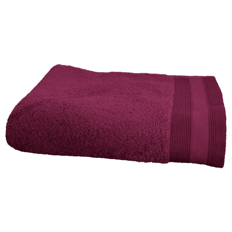 Serviette de bain 50x100 cm couleur aubergine PENELOPE packshot Serviette de bain 50x100 cm couleur aubergine PENELOPE packshot