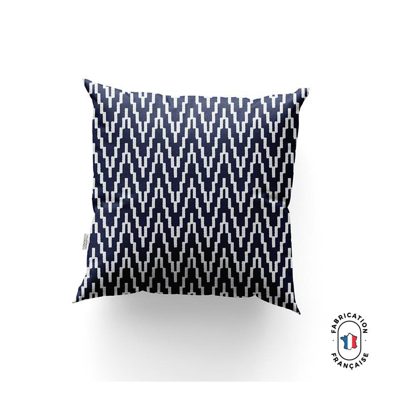 Coussin CALANQUE en jacquard à motifs géométrique pour l'extérieur coloris Marine Coussin CALANQUE en jacquard à motifs géométrique pour l'extérieur coloris Marine