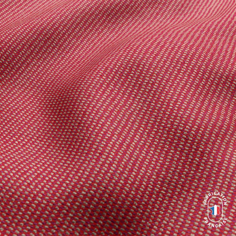 Zoom matière tissu PRAIA en jacquard faux uni coloris Hibiscus Zoom matière tissu PRAIA en jacquard faux uni coloris Hibiscus